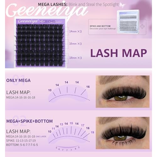 Geeneiya 5 Styles Lash Clusters Kit, Volume/Mega/Full/Bottom Eyelash Clusters Extensions with Lash Bond and Seal, Remover and Lash Extension Tools for Beginners and Proficient, DIY at Home Easily