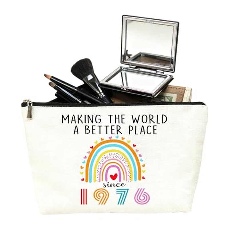 Happy 50th Birthday Gifts for Women Her Cosmetic Bags, 50th Birthday Decorations Makeup Bag, Best 1976 Anniversary 50 Year Old Gift Ideas for Wife, Mom (1976)