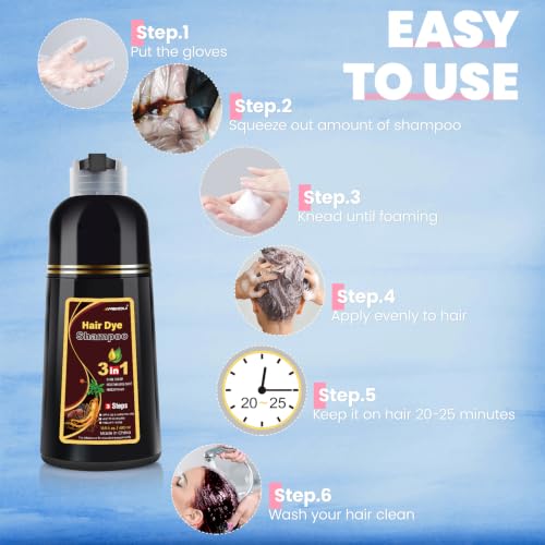 Brown Hair Dye Shampoo 3-in-1 Gray Coverage - IIIMEIDU