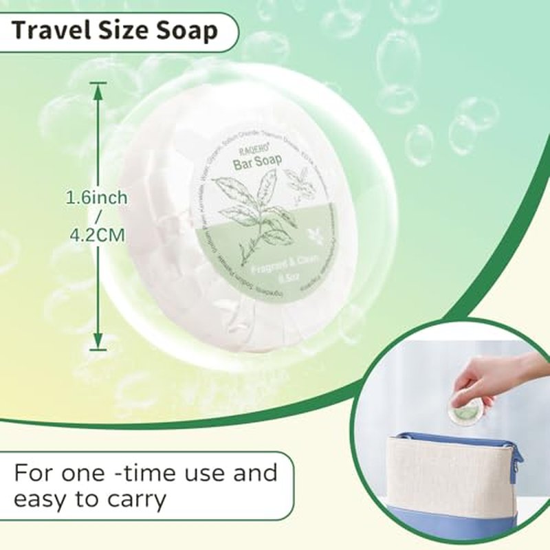 120 Mini Bar Soap Bulk - Travel Soap Individually Wrapped Body Bath Gentle Soap Bars Men Women Travel Size Toiletries for Homeless Hotel Essentials for Guest Bathroom Airbnb£¨Green Tea£©