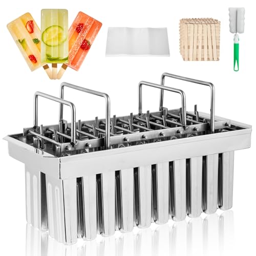 Commercial Stainless Steel Popsicle Molds 20PCS Flat Heads with Double Slots - 85ml