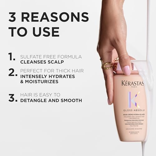 Kérastase Gloss Absolu Bain Creme Shampoo Refill - Anti-Frizz, Hydrating for Thick Hair