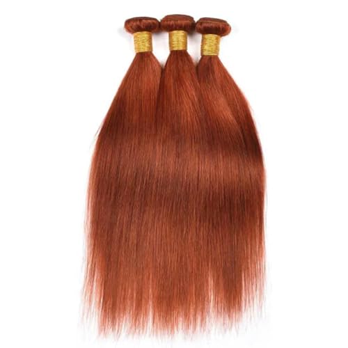 Orange 350# Straight Wave Human Hair Bundles - 18 Inch Brazilian Virgin Hair, 3 Pack