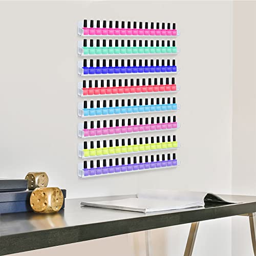 trophable 8 Pack Nail Polish Rack Wall Mounted Shelf with Removable Anti-Slip End Inserts, Clear Acrylic Nail Polish Organizer Wall Rack Display 128 Bottles¡¦