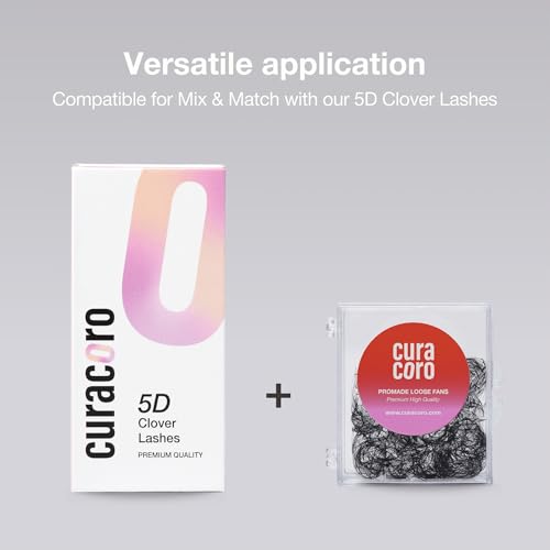 Curacoro 5D W-Shaped Clover Eyelashes Extension | 0.07mm Thickness | C/CC/D Curl | 8mm-15mm Mixed & Single Length | Individual Eyelash Extensions | Easy Application & Long Lasting (0.07 D, 8mm-15mm)