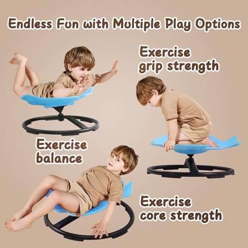 HAPPYMATY Blue Sensory Spinning Chair for Autistic Kids - Sit and Spin Toy, Balance & Motor Skills Development