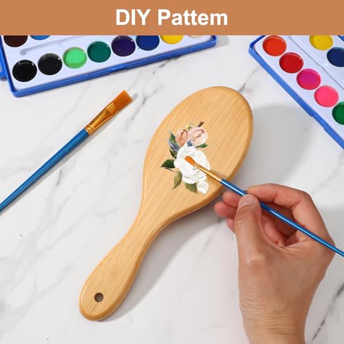Bamboo Hair Brush Set - 12 Pcs Wooden Paddle Brushes with Oval Handle