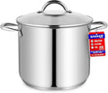 24 Quart Stainless Steel Stockpot with Tempered Glass Lid - Durable, Impact-Bonded Base