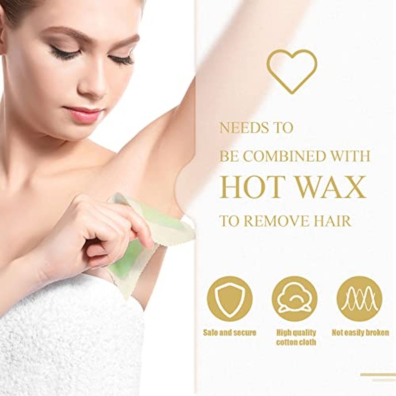 Loopeer 300 Pcs Natural Muslin Epilating Face Wax Strips Hair Removal Eyebrow Precut Body Facial Cotton Wax Cloth Strip for Women Men(4 x 1.5 Inch)