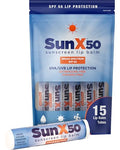 Lip Balm SPF 50 Pack of 15 Water-Resistant Sunscreen Lip Protectors - Travel Size
