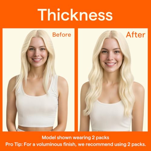 White Blonde Clip-In Hair Extensions - Seamless 12 Inch 4-Piece Set - Variation of TH-#1000