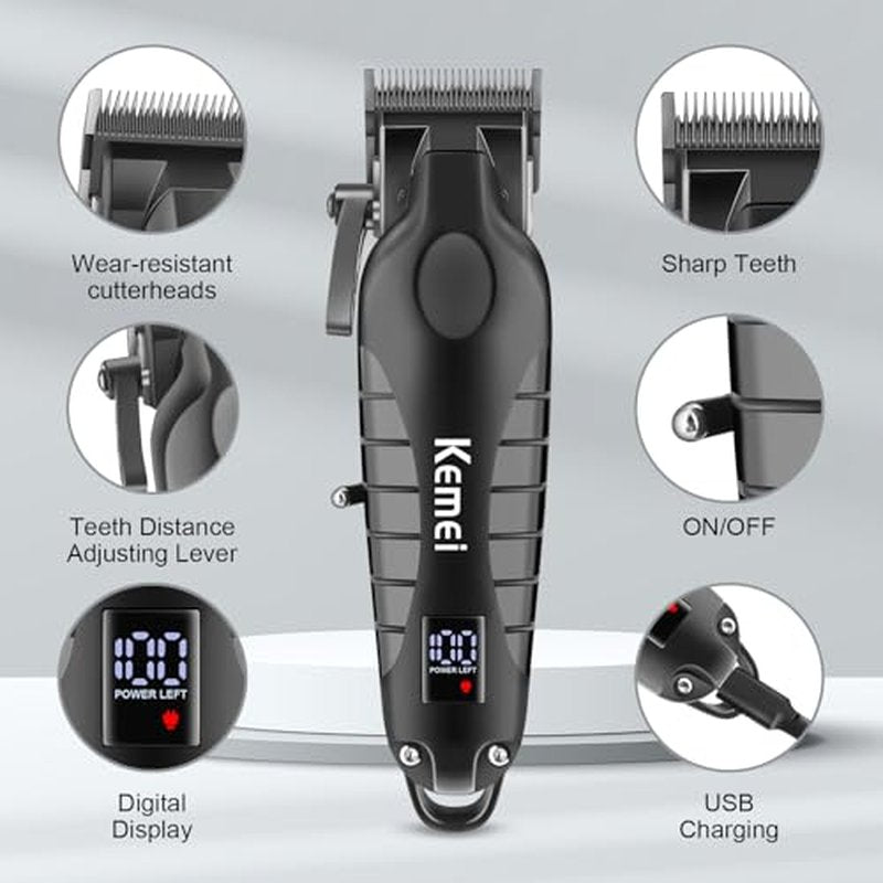 KEMEI Professional Hair Clippers Set for Men,Cordless Rechargeable Hair Clippers Kit, Clippers and Trimmer Set for Hair Cutting, Haircut Clippers,Gifts for Men