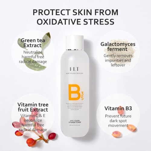 ELT Korean Green Tea Vitamin Toner (200ml / 6.76 fl.oz.) Facial Toner with Niacinamide 2%, Hyaluronic Acid, Centella Asiatica Extract, Hydrating, Purifying, Korean Facewash, Korean Skincare