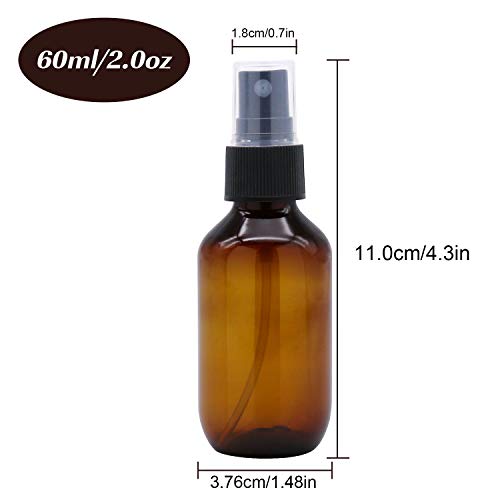 SYNTECSO 96 Pack 2oz Amber Plastic Spray Bottles, Fine Mist Spray Bottles for Essential Oils, Water Spray Bottle for Hair Plant & Cleaning Solution