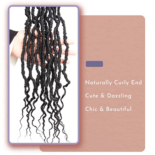 BOHOBABE Long Faux Locs Crochet Hair 30 Inch with Curly Ends, Natural Black 1B - Pack of 6