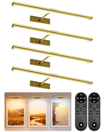 EZVALO Gold 16'' Rechargeable Wall Picture Lights 4-Pack - Dimmable Art Lighting