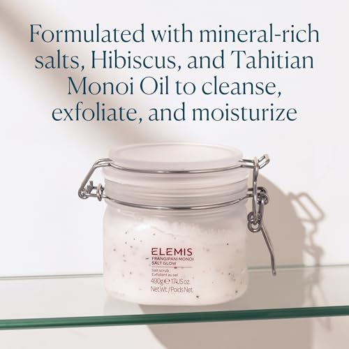 ELEMIS Frangipani Monoi Salt Glow 490g, Tropical Body Scrub To Exfoliate & Hydrate for Radiant Skin
