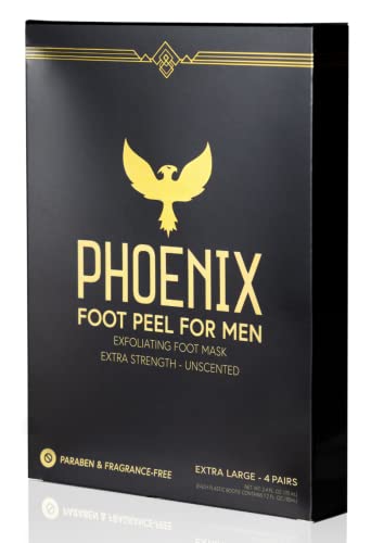 (Pack of 4) Men’s Foot Peel for Callus Removal - Extra Large & Extra Strength - Exfoliating Dry Feet Treatment - Unscented & Paraben-Free