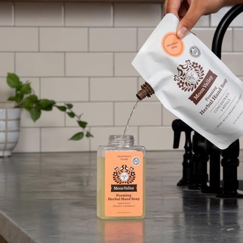 Moon Valley Foaming Hand Soap Refill Pack - Mint Lavender Lemon Rosemary Grapefruit Thyme - 3 x 10.7 Fl Oz