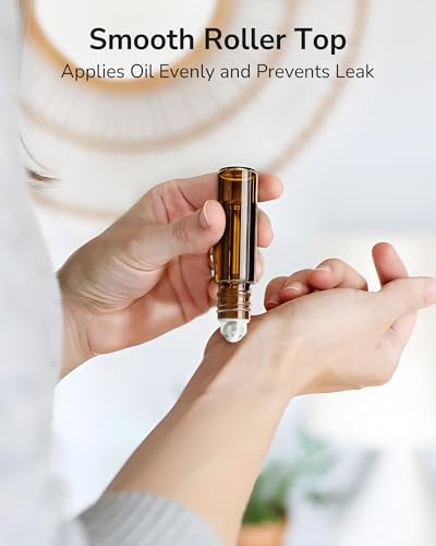 ULG 10ml Amber Essential Oil Roller Bottles Pack of 24 - Leakproof, UV Protection