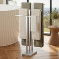 KES 3-Tier Standing Towel Rack with Marble Base - Brushed Nickel, 36" H