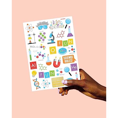 xo, Fetti Science Party Temporary Tattoos - 62 Silver Foil Styles | Future Mad Scientist Birthday Party Supplies, Educational Science Favors, Scientific Arts and Crafts (Pack of 2)