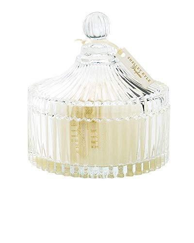 Large Handmade Wool Dusting Powder Puff with Crystal Dish - 7x7 Inches