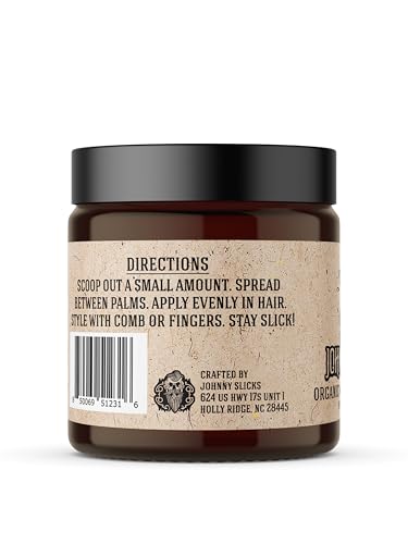 Johnny Slicks Rugged Water Based Pomade for Men - 4 oz - Organic Hair & Beard Styling
