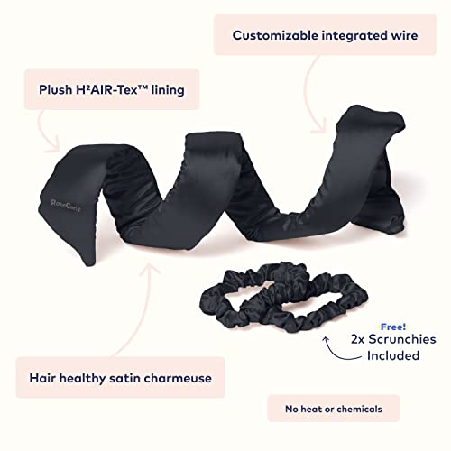 Heatless Hair Curler Set with Satin Headband & Scrunchies - Black