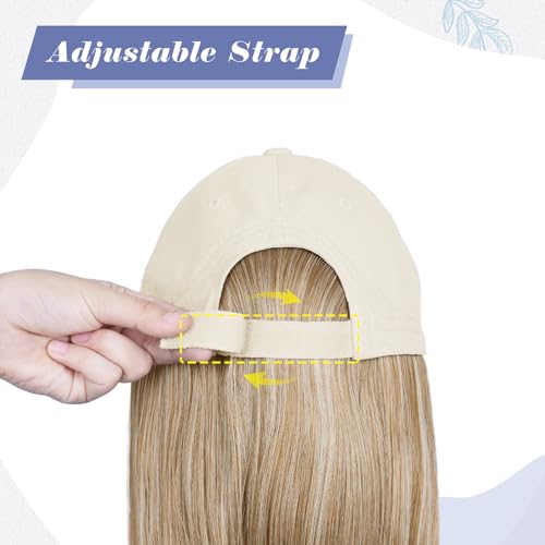 FORCUTEU 12 Inch Hat Wigs for Women Baseball Cap with Hair Extensions – Straight 27/613