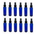 Natural Farms 2 oz Blue Cosmo Plastic Spray Bottles -12 Pack Empty Spray Bottle Refillable - BPA Free - Essential Oils - Aromatherapy | Black Fine Mist Sprayers with Dust Caps - Made in the USA