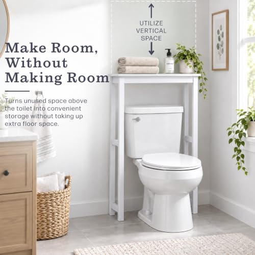 Over the Toilet Storage Shelf - White Bathroom Organizer with Open Shelf, 29 Inch Wide - Variation: Toilet Shelf