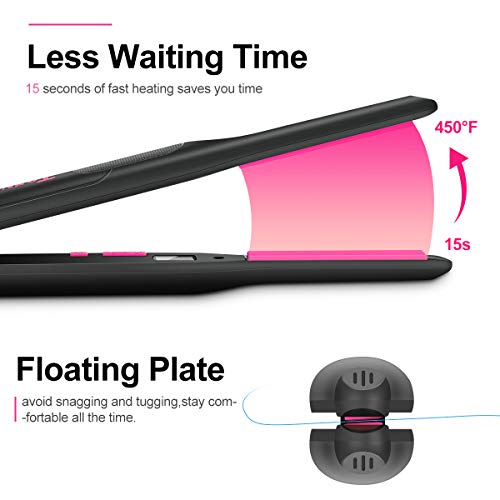 Terviiix Dual Voltage Mini Flat Iron & Pencil Flat Iron for Travel - Black Pink & Hot Pink