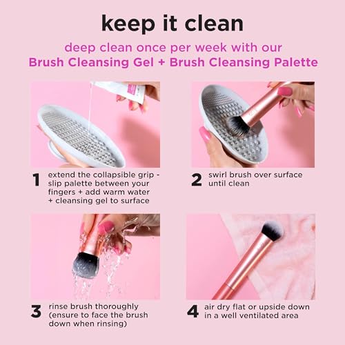 Real Techniques Bubble Blending Makeup Brush, Multipurpose Foundation Brush For Liquid, Cream, & Powder Products, Unique Round Brush Head, Synthetic Bristles, Vegan & Cruelty Free, 1 Count
