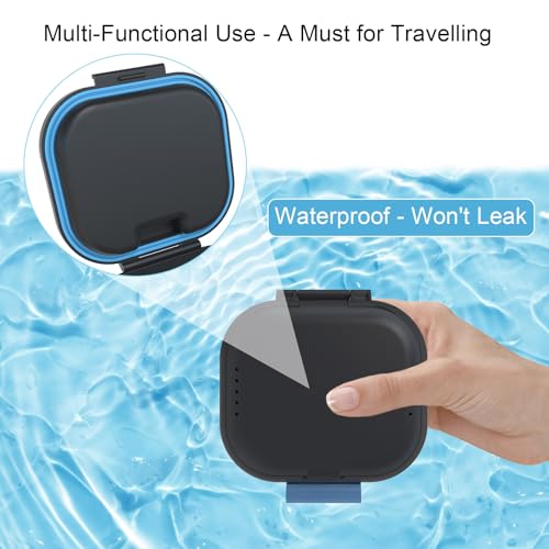 Denture Storage Case with Strainer Leak-Proof Soaking Box - Black & Blue