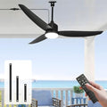 Outdoor Ceiling Fan with Light 52 Inch Black IP65 Waterproof Reversible DC Motor