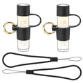 Desing Wish 2 PCS Silicone Chapstick Holder with Cap Cover, 0.6'' Diameter Portable Lip Balm Holder Key Chain Sleeve Chapstick Keychain Holder with Wrist Strap Lanyard - Black
