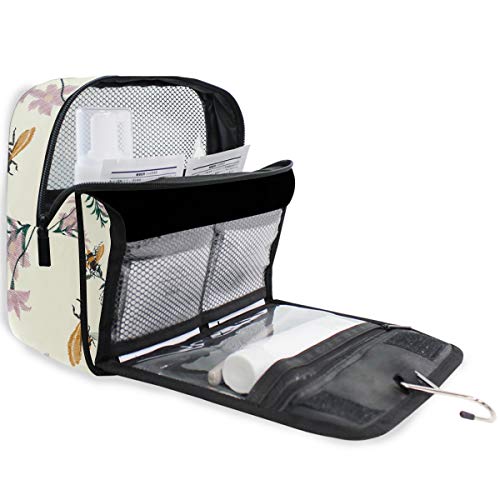 AUUXVA Travel Toiletry Bag Spring Bee Flower Floral Pattern Cosmetic Organizer Bag Hanging Makeup Bag with Zipper Pocket and Handle, Portable Wash Bag for Women Men Girls