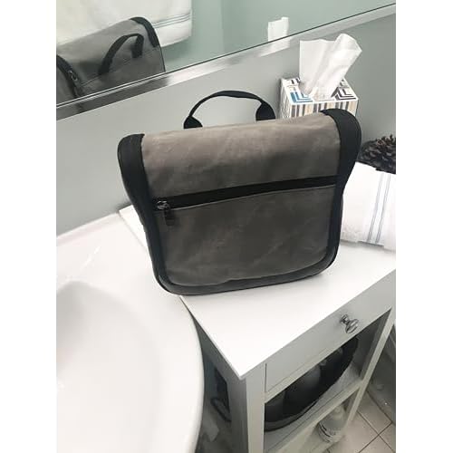 Lewis N. Clark Brushed Twill Hanging Toiletry Kit Bag for Travel Accessories, Shampoo, Cosmetics + Personal Items, Gray