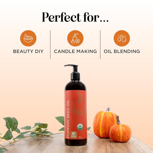 Organic Pumpkin Seed Oil 16oz - Cold Pressed, Unrefined Hair & Face Oil - Maple Holistics