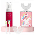 ELOTAME Kids Pink U-Shaped Sonic Electric Toothbrush for Ages 2-7 with Toothpaste