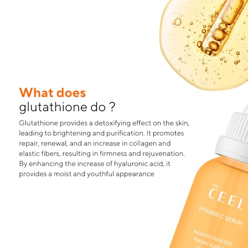 The Ceel 20% Vitamin C Brightening Anti-Aging Serum for Face with Ascorbic, Ferulic Acid & Vitamin B5 - Paraben & Perfume Free Skin Care Formula for Hydration, Wrinkles, Dark Spots, & Radiance - 30ml