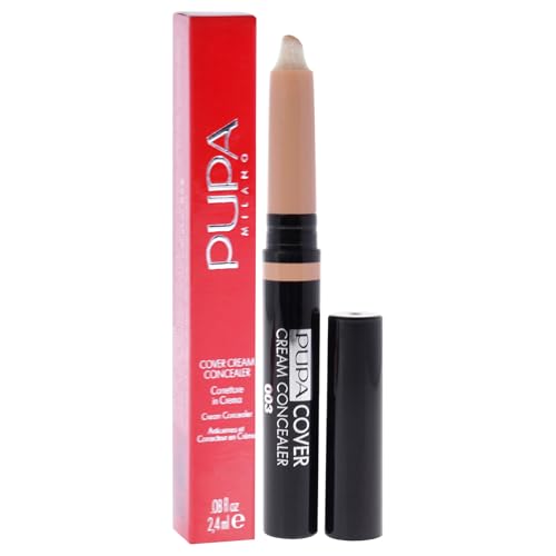 PUPA Milano Cover Cream Concealer - Covers and Corrects Dark Circles and Imperfections on the Face - Enriched With Vitamin E And Vitamin C, with Antioxidant Properties - 003 Dark Beige - 0.08 Oz,PUP20035