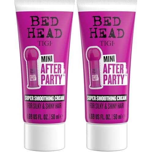 TIGI Bed Head After Party Super Travel Size Mini Smoothing Cream ? Anti Frizz hair styling product with humidity protection for frizzy, dull or coarse hair, 1.69 fl oz (Pack of 2)