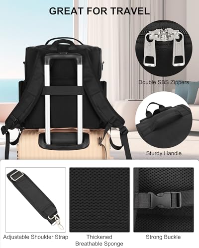 Relavel Tattoo Travel Case Backpack with Removable Pouches - Black, Medium
