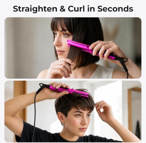 Mini Flat Iron Hair Straightener with Adjustable Temperature, Travel Size