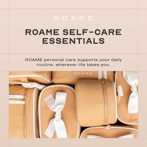 Roame Everyday Vanity Bag ? Elegant Canvas Cosmetic Travel Bag with Zipper, Spacious Toiletry Organizer & Makeup Pouch for Women ? Stylish Daily Companion for Life at Home or On-the-Go