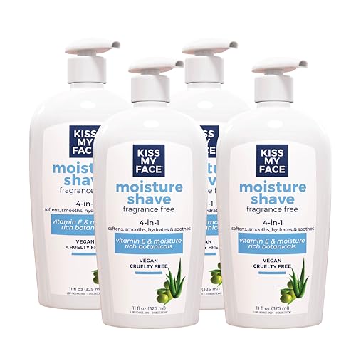 Unscented Moisture Shave Cream for Men & Women - 11oz Pump Bottle, Pack of 4