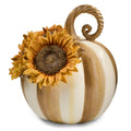 Mocha Stripe Sunflower Pumpkin Decorative Figurine - Fall Autumn Home Decor