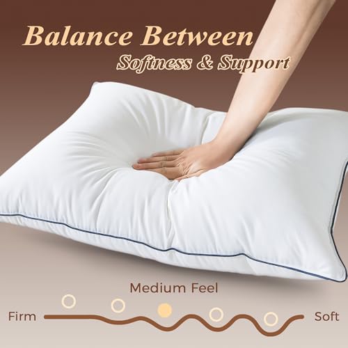 King Size Goose Feather Down Pillow Set - Ultra Comfort 2 Pack